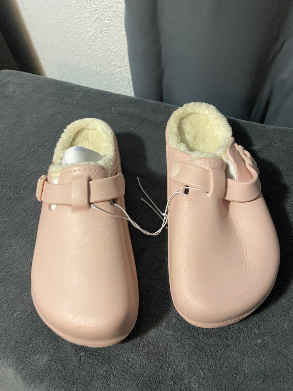 Cozy Pink Faux-Leather Shearling-Lined Mules
